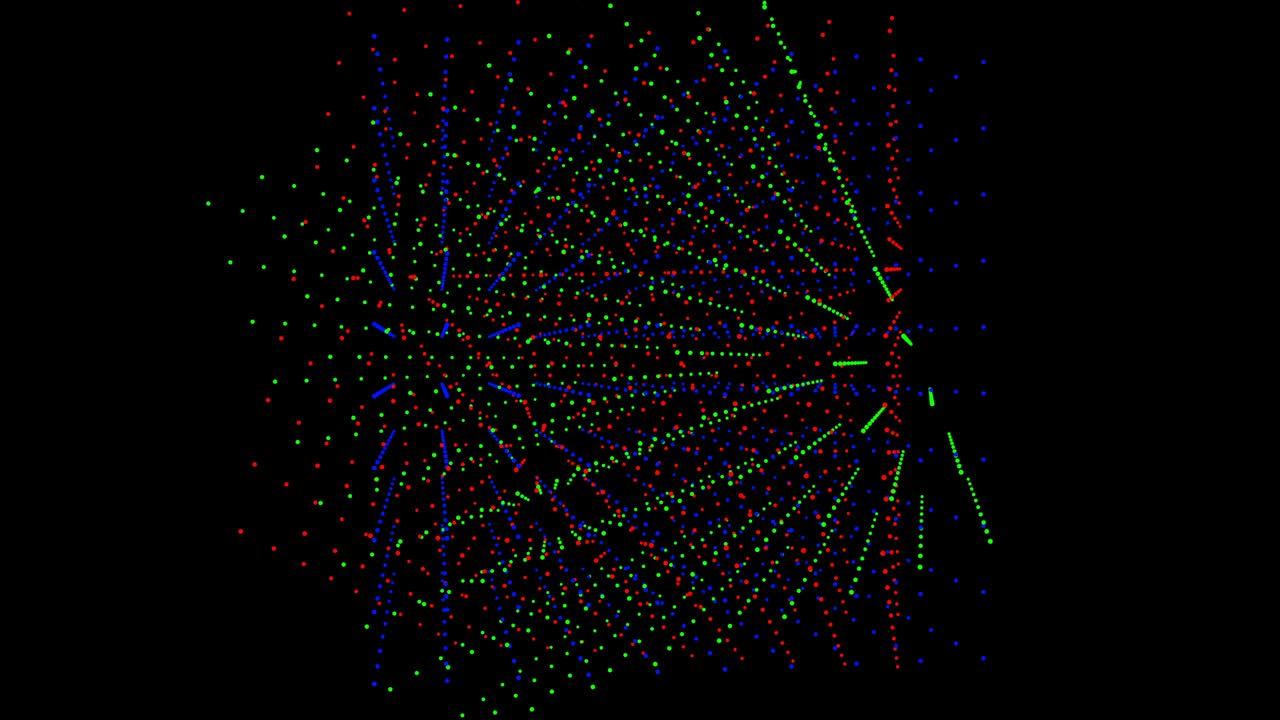 3 cubos rgb que giran sobre sí mismos hechos con una cuadrícula.