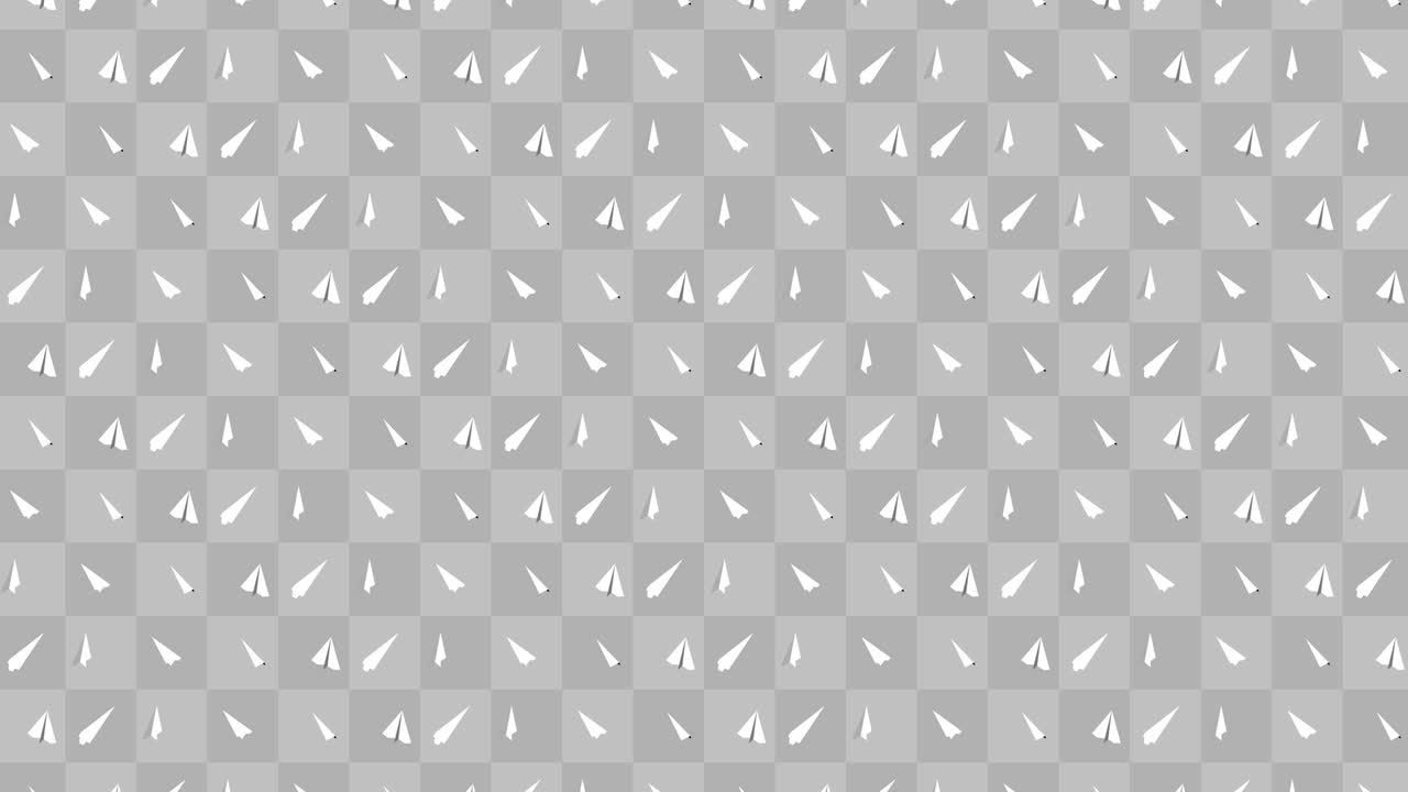 Handmade paper plane collection. Loop animation of flowing white paper plane on gray background. Business connection concept. Origami airplane flying.