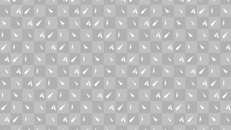Handmade paper plane collection. Loop animation of flowing white paper plane on gray background. Business connection concept. Origami airplane flying.