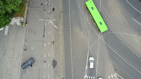 crossroads in city center. aerial top view of traffic and vehicle car on crossroad