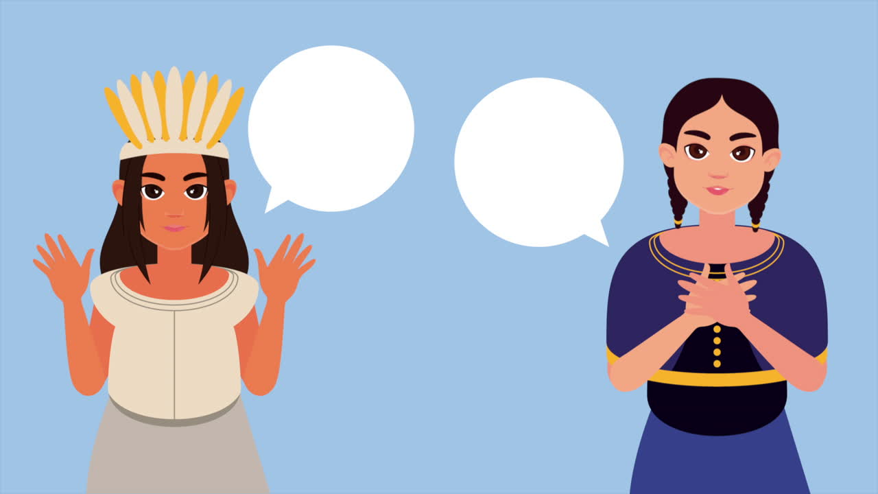 젊은 원주민 여성 캐릭터 애니메이션