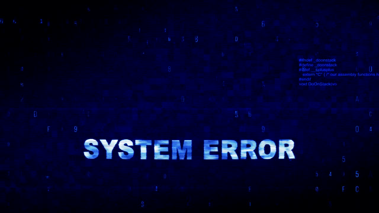 System Error Text Digital Noise Twitch Glitch Distortion Effect Error Animation.