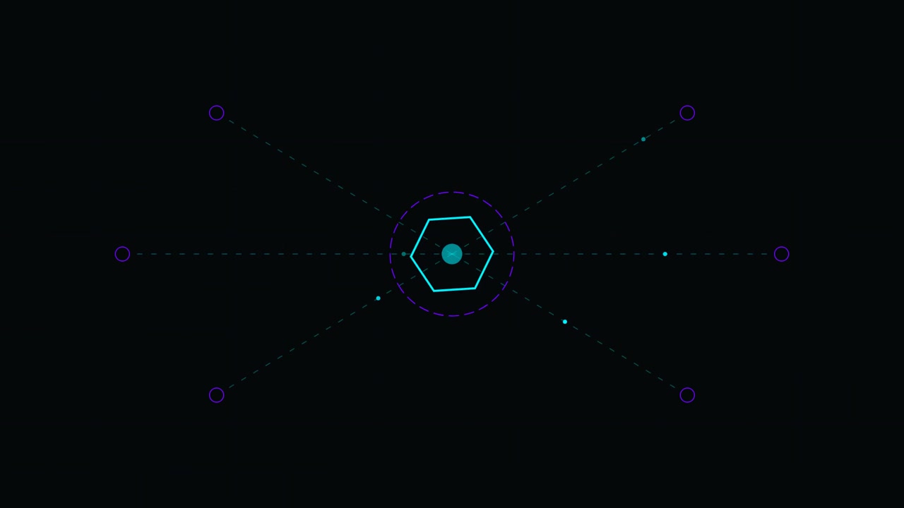 Abstract Digital Hexagon Network Animation on Dark Background