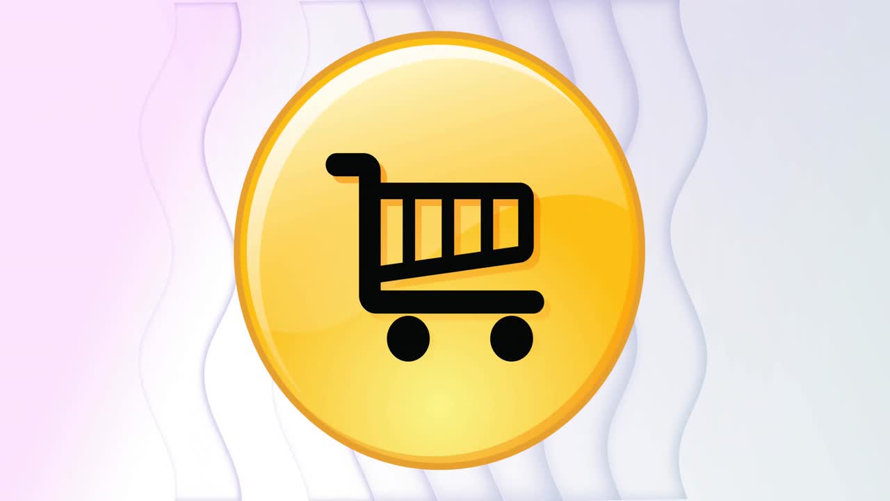 animación del icono del carrito de compras en línea sobre un fondo blanco