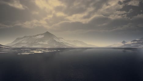 mountains covered with ice in antarctic landscape