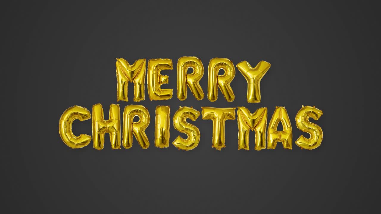 고립된 어두운 배경 루프에 떠다니는 메리 크리스마스 풍선 편지