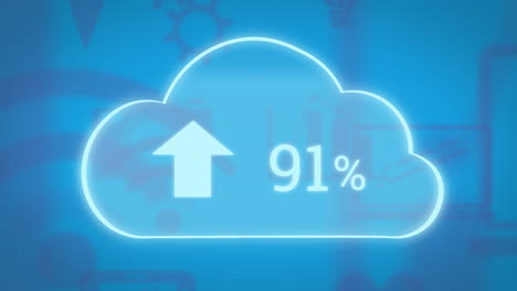 animación de un icono de nube con un porcentaje en él