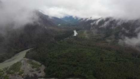 stunning aerial view of the elaho river on a fall day, squamish bc, canada