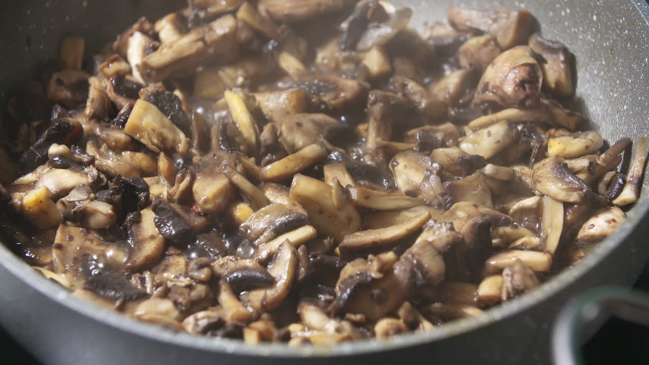 Frying Fresh Mushrooms In A Pan