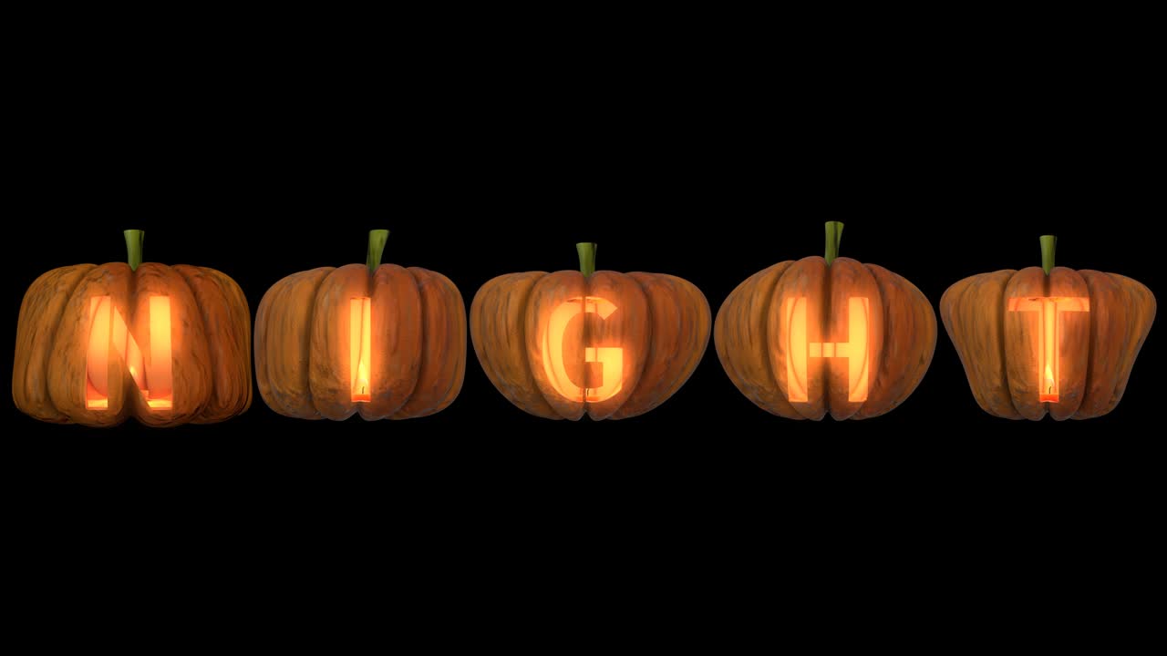 Carved Pumpkin Letters  forming the text night