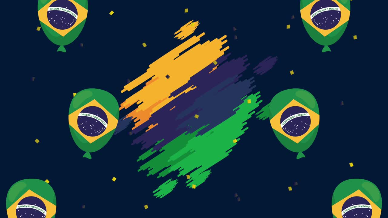 celebración del día de la independencia de brasil con colores bandera en globos helio