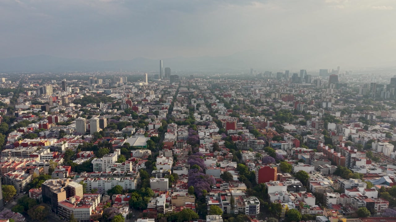 Aerial footage from Del Valle showing various city districts
