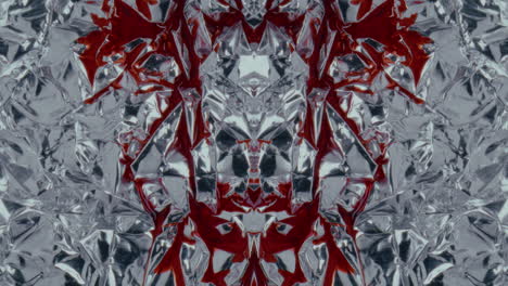 abstract foil art with red and silver patterns