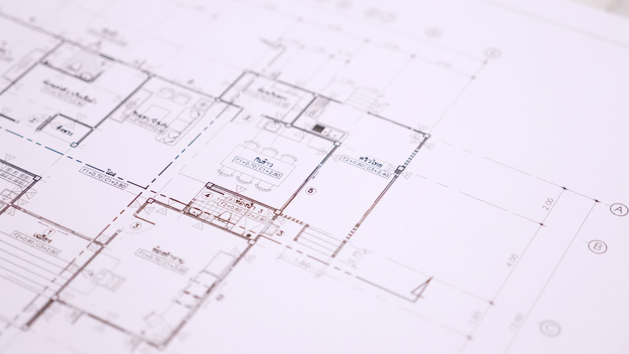 Architect's workspace with building plans