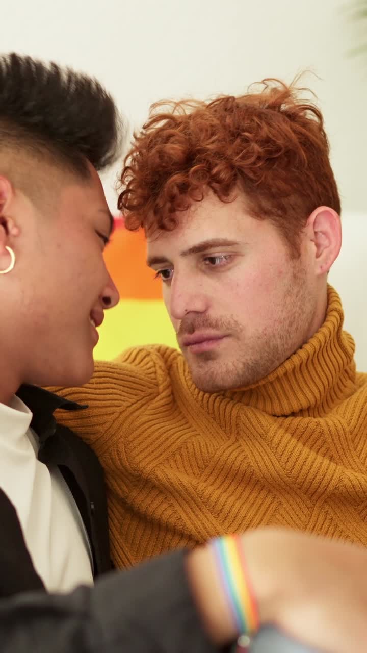 Close-up of an affectionate gay couple