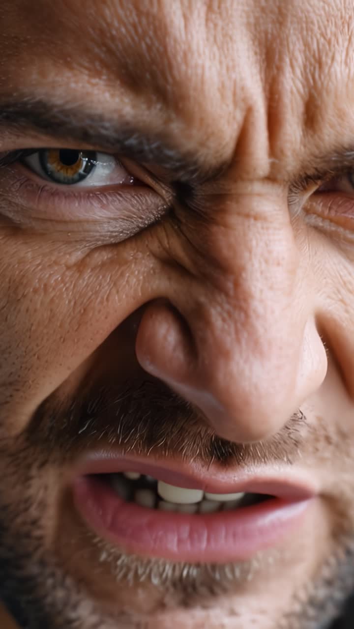 Intense Close-Up of a Man's Face Capturing Emotional Depth and Expression Highlighting Eyes, Skin Texture, and Masculine Features in Natural Lighting