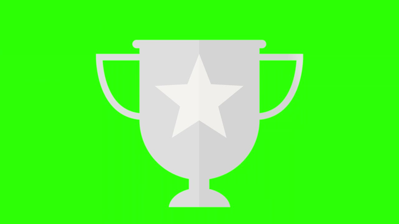 실버 트로피 우승 컨셉 2위 안과 밖 애니메이션 그린 스크린
