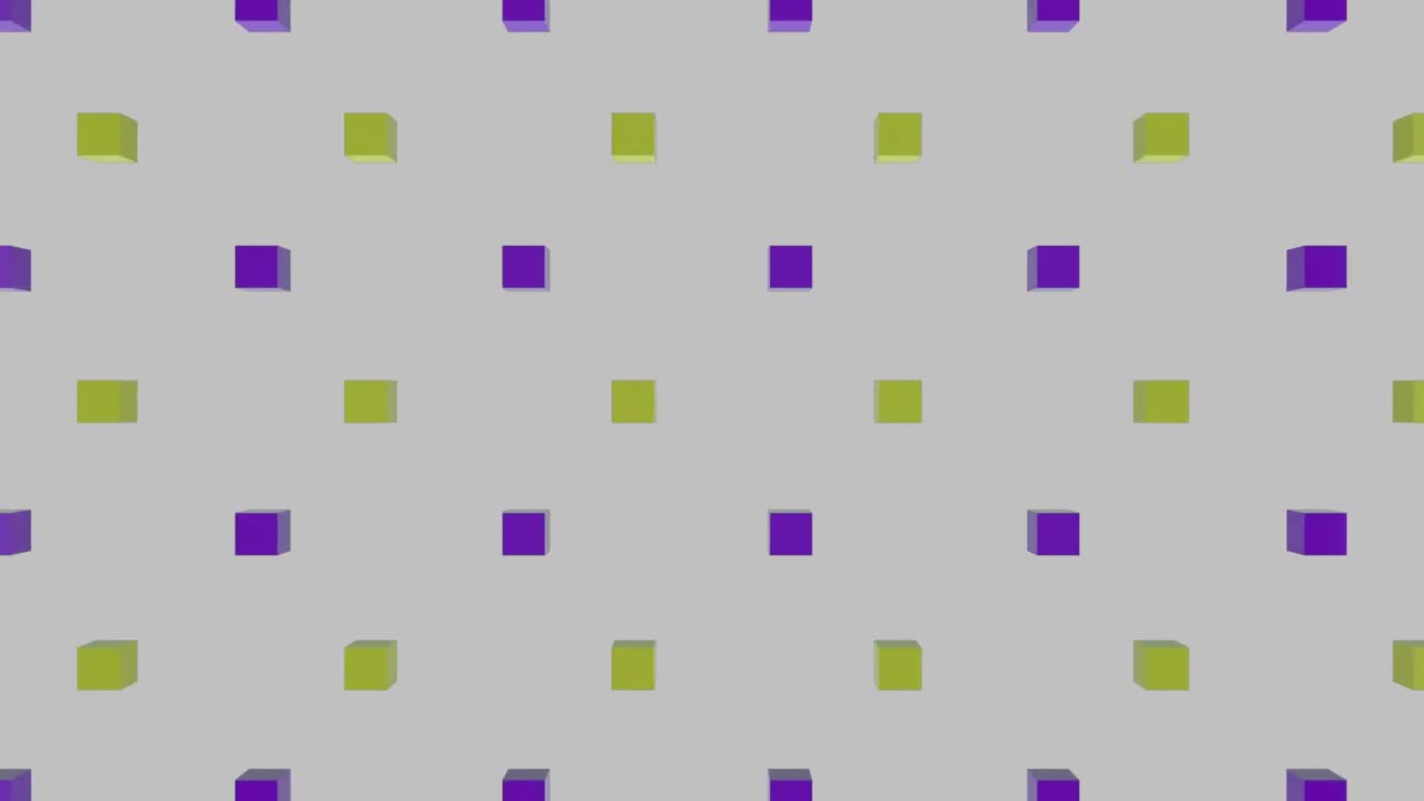 Animation of rows of 3d cubes shapes pattern moving over grey background
