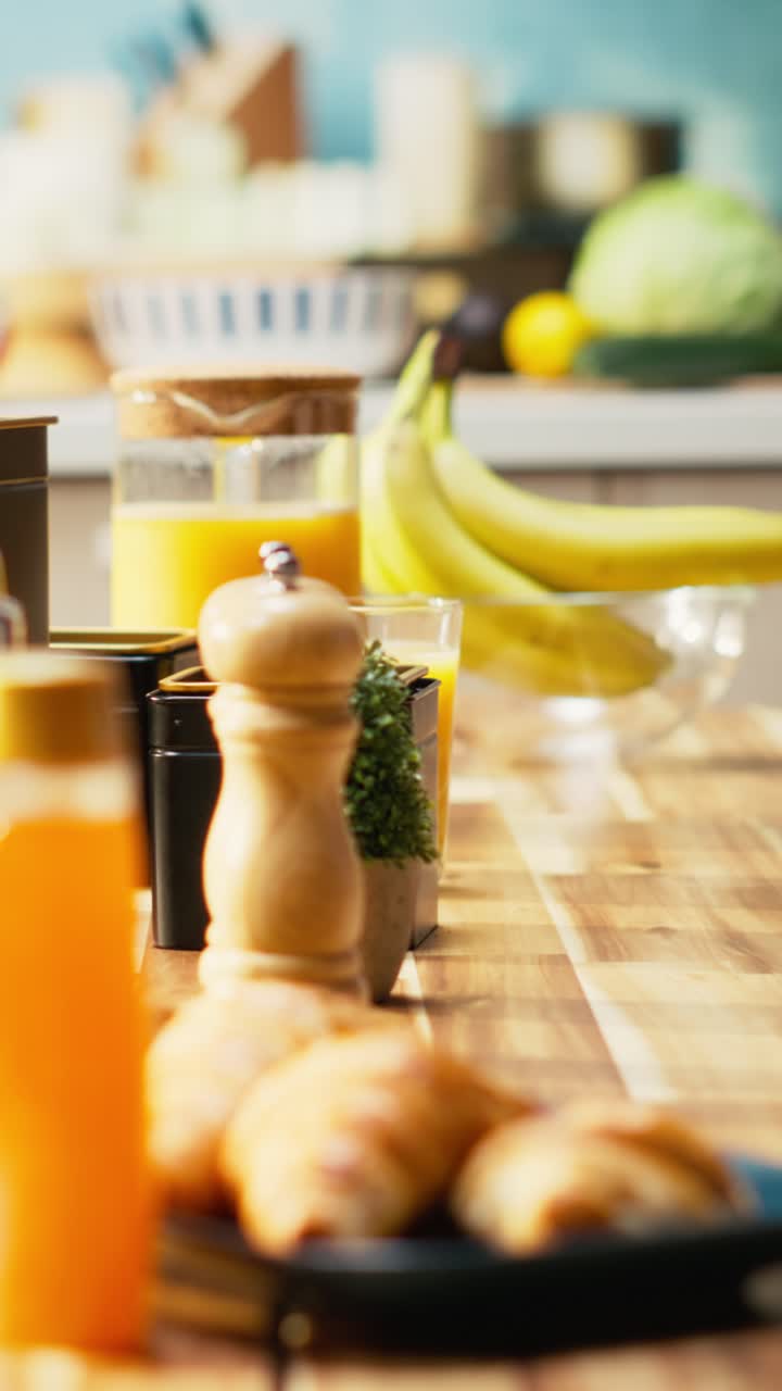 Vertical Video Empty modern kitchen interior in a contemporary apartment