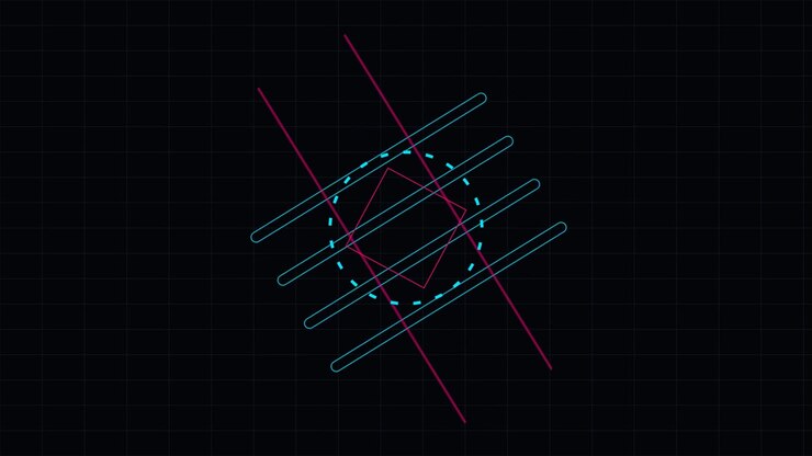Abstract Geometric Animation with Rotating Square and Lines