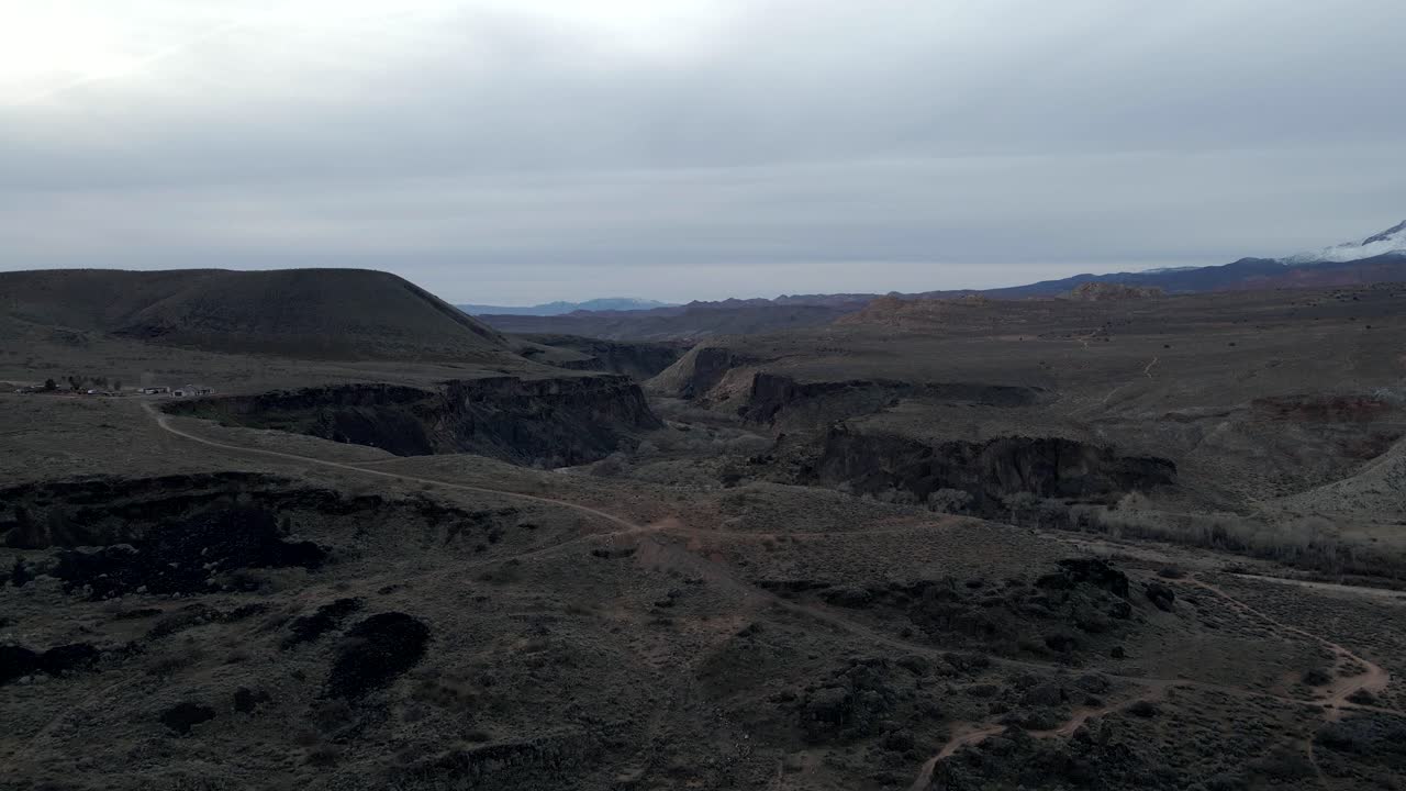 Rugged canyon in southern Utah - aerial flyover the Virgin River