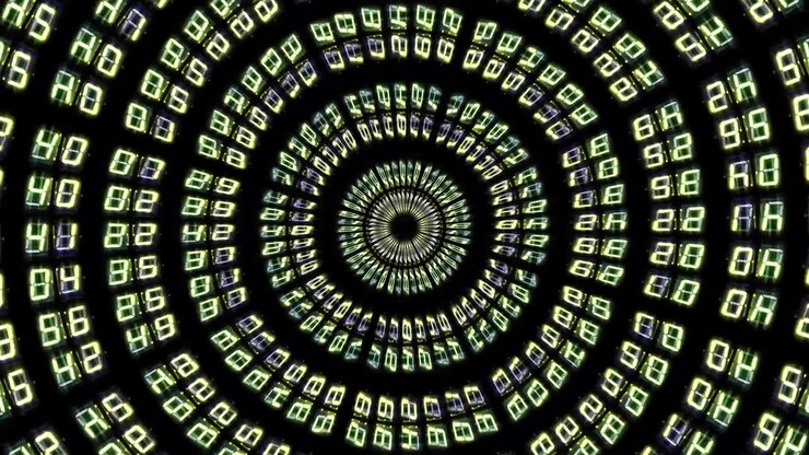 abstract tunnel pattern made with changing digital numbers and code