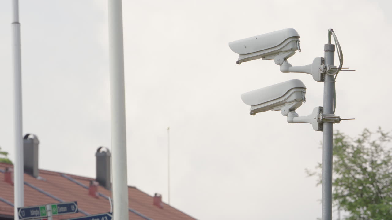 tomada estática de las cámaras de seguridad de cctv utilizadas para la vigilancia del perímetro