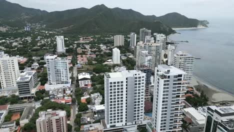 drone shot of santa marta, colombia