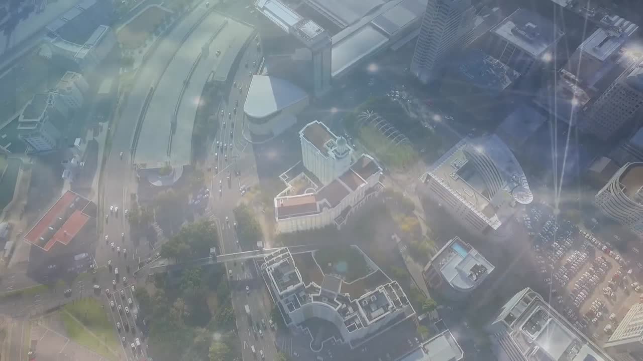 도시 풍경에 대한 연결 네트워크의 애니메이션