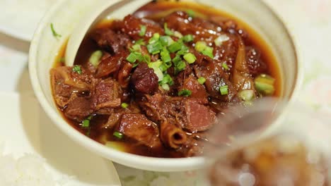 savoring a flavorful beef and vegetable dish