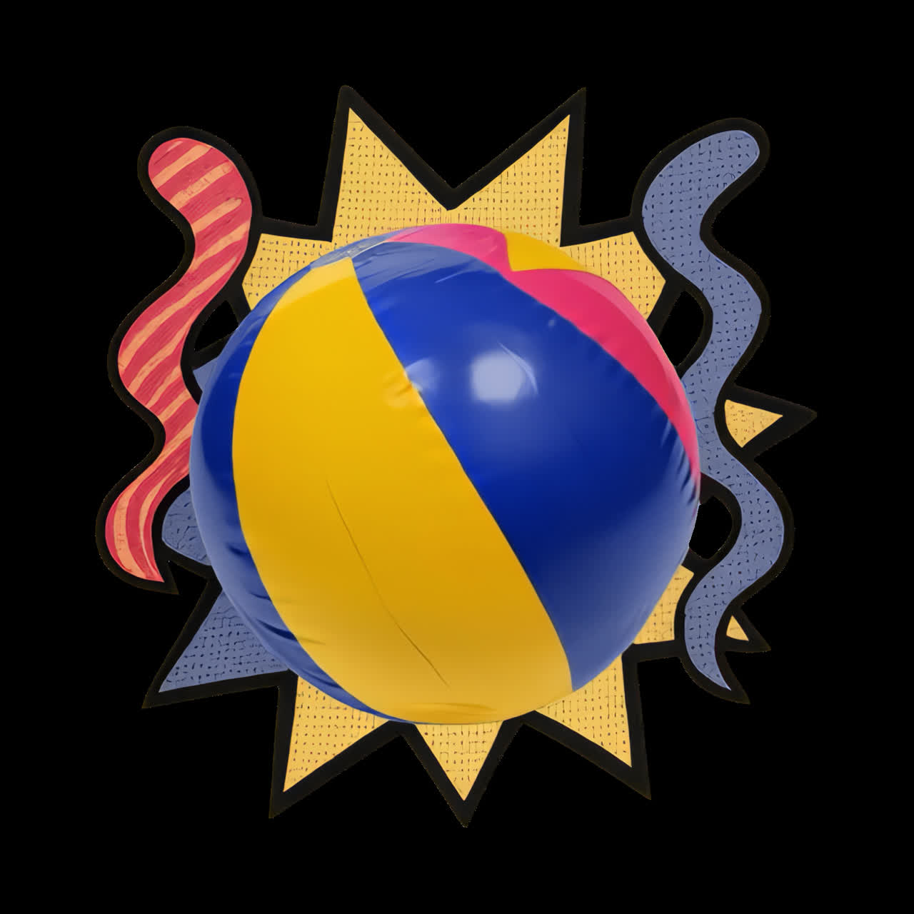 Farverig badebold illustration animation isoleret element, transparent 4K-video, alpha-kanal.