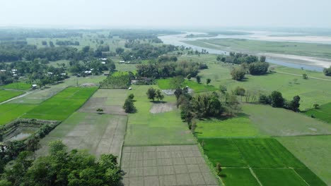 vista de avión no tripulado de la isla fluvial más grande de asia, la isla de majuli