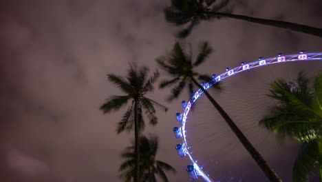 night illuminated singapore city famous flyer bay up view panorama timelapse 4k