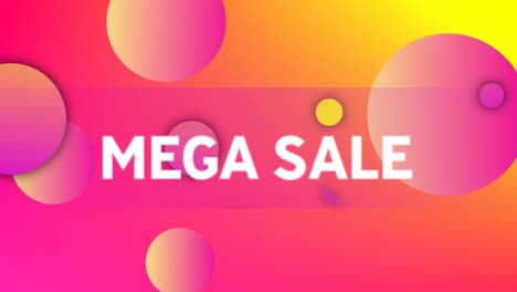 animación del texto de mega venta sobre formas en fondo rosa