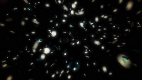 abstract glowing particles in motion on dark background