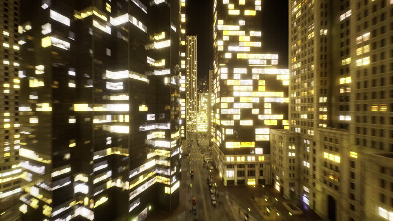 el horizonte de la ciudad iluminado por la noche con luces brillantes y arquitectura moderna