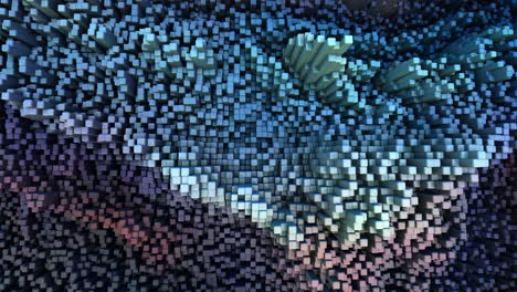 paisaje abstracto 3d de color azul oscuro. superficie texturizada en forma de cubos olas como el mar, vista de arriba