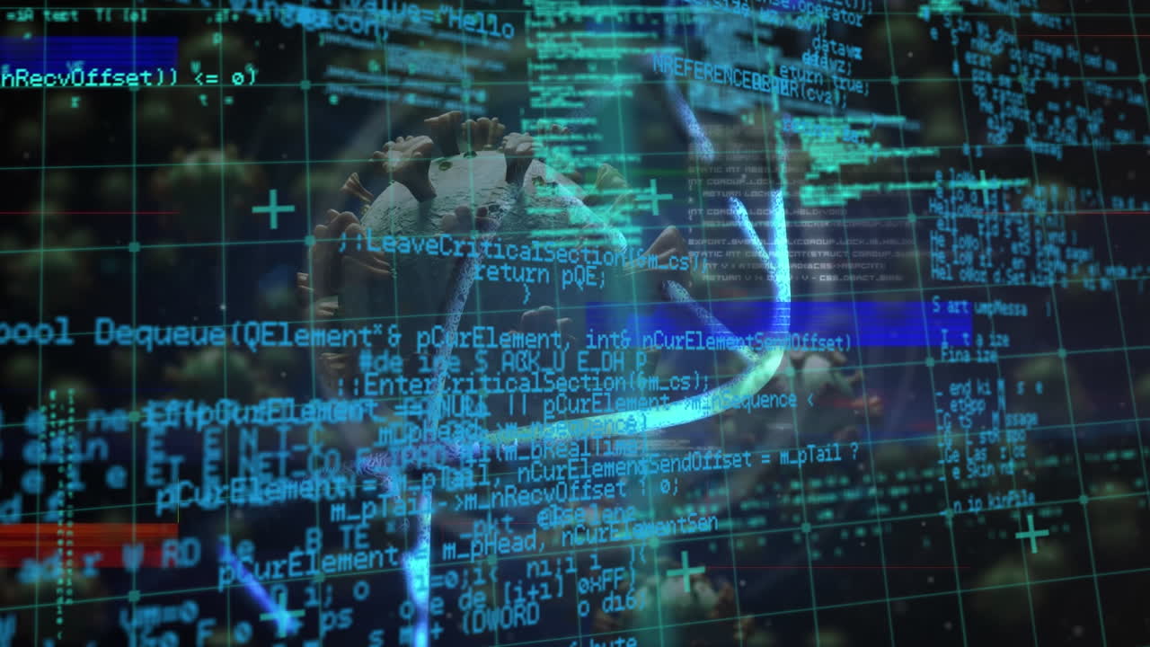 animación de la interferencia sobre las células del virus y el procesamiento de datos