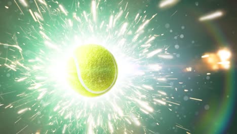 tennis ball with fire sparks in action