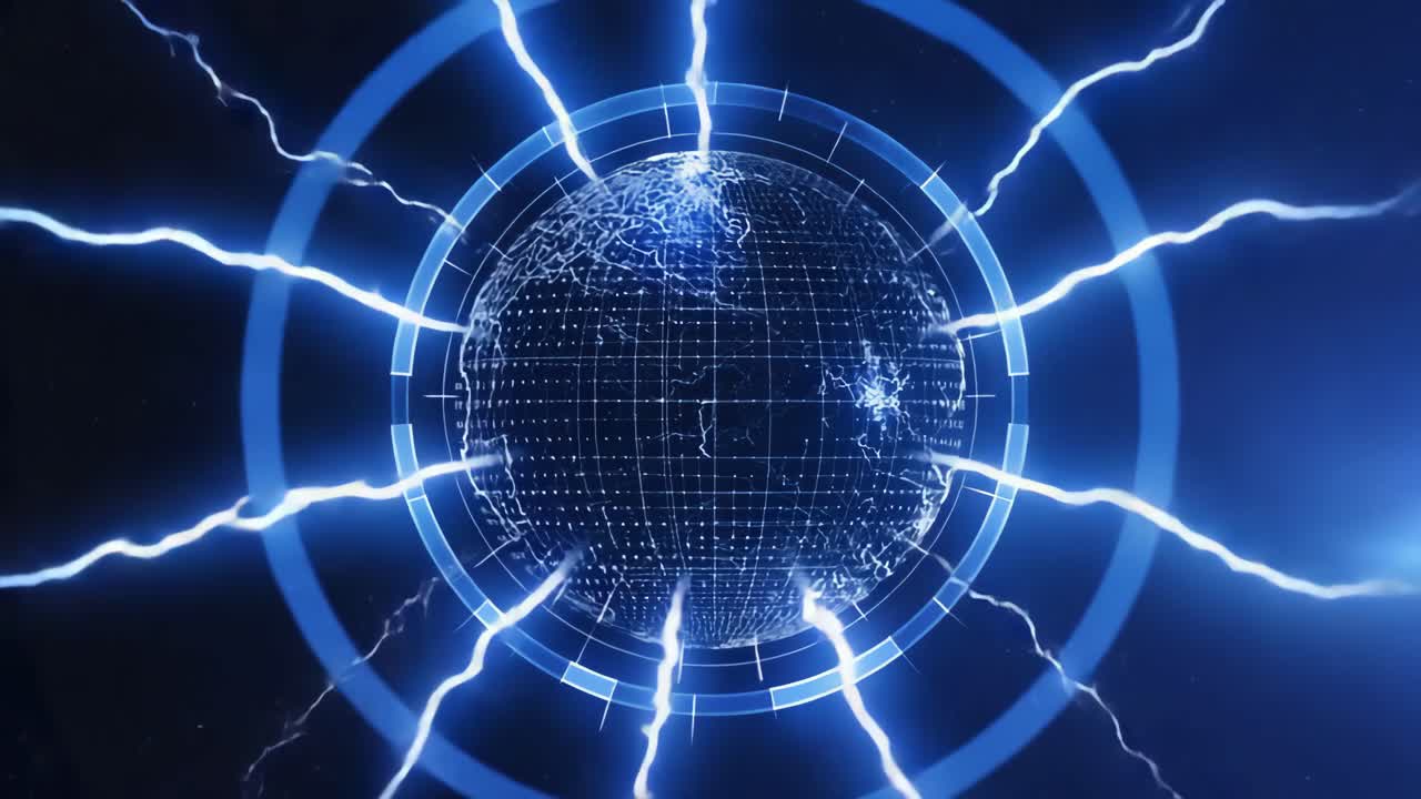 Digital Globe with Electric Lightning