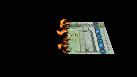burning moroccan dirham banknote