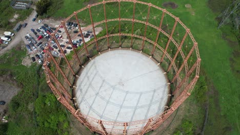 disused gas holder east ham london uk overhead birds eye view