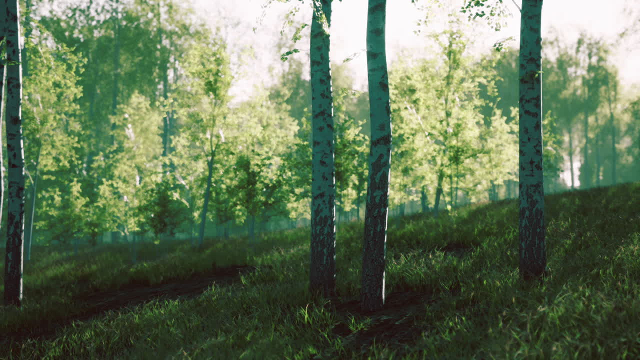 группа березовых деревьев, стоящих в траве