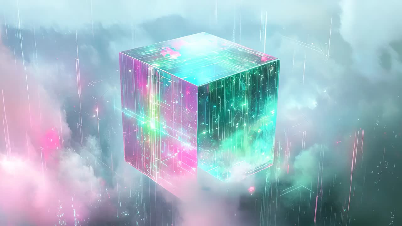 Glowing Geometric Energy Cube