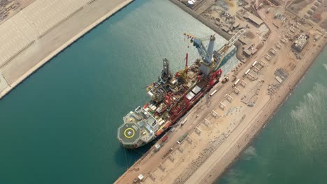 Aerial-view-of-Huge-Vessel-at-the-port-in-Ghana