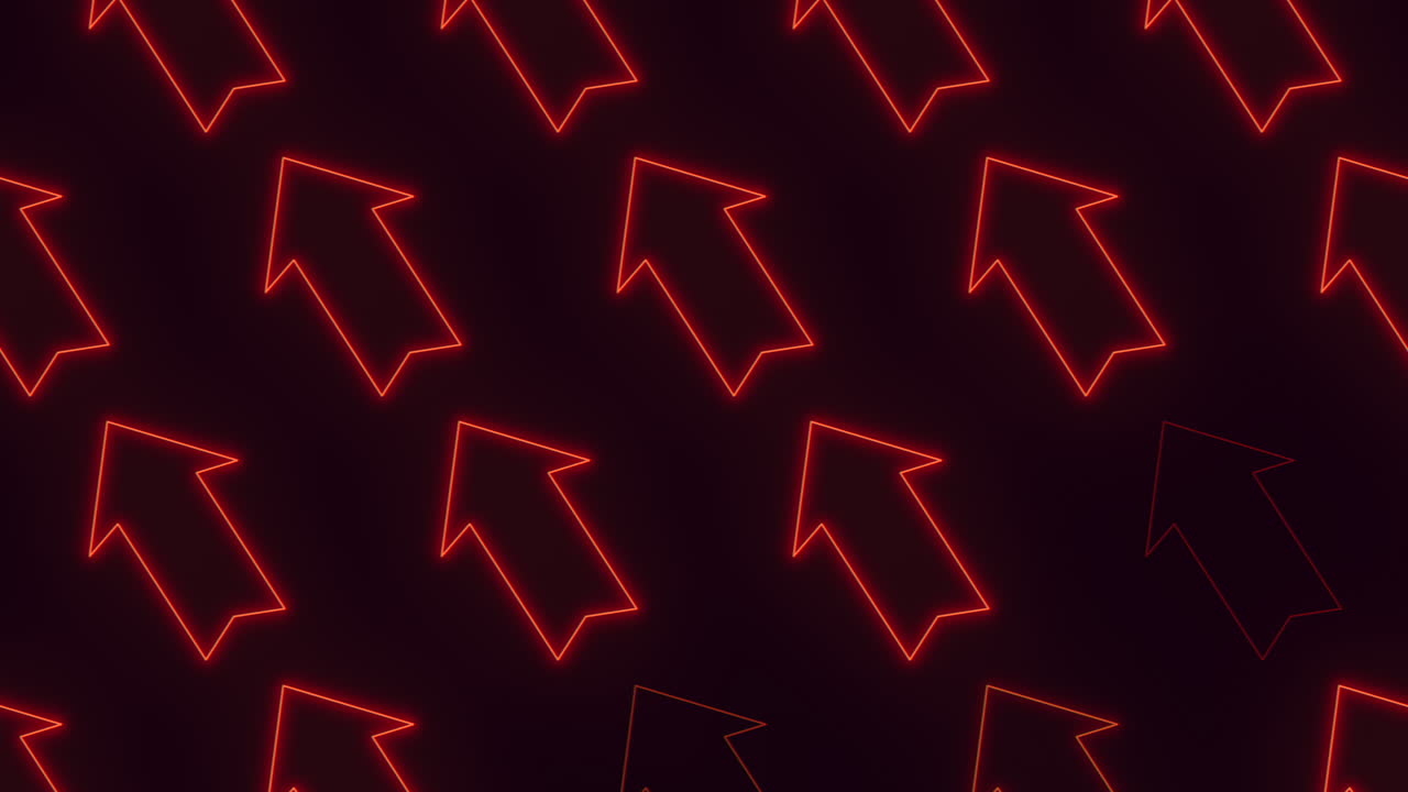 Vivid red neon light arrows in various directions create a captivating seamless pattern, adding a dynamic and energetic touch to any design or space