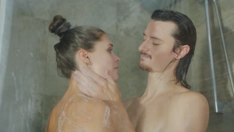 couple showering together