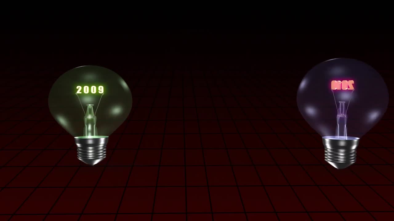 animación de una bombilla que anuncia el año 2010