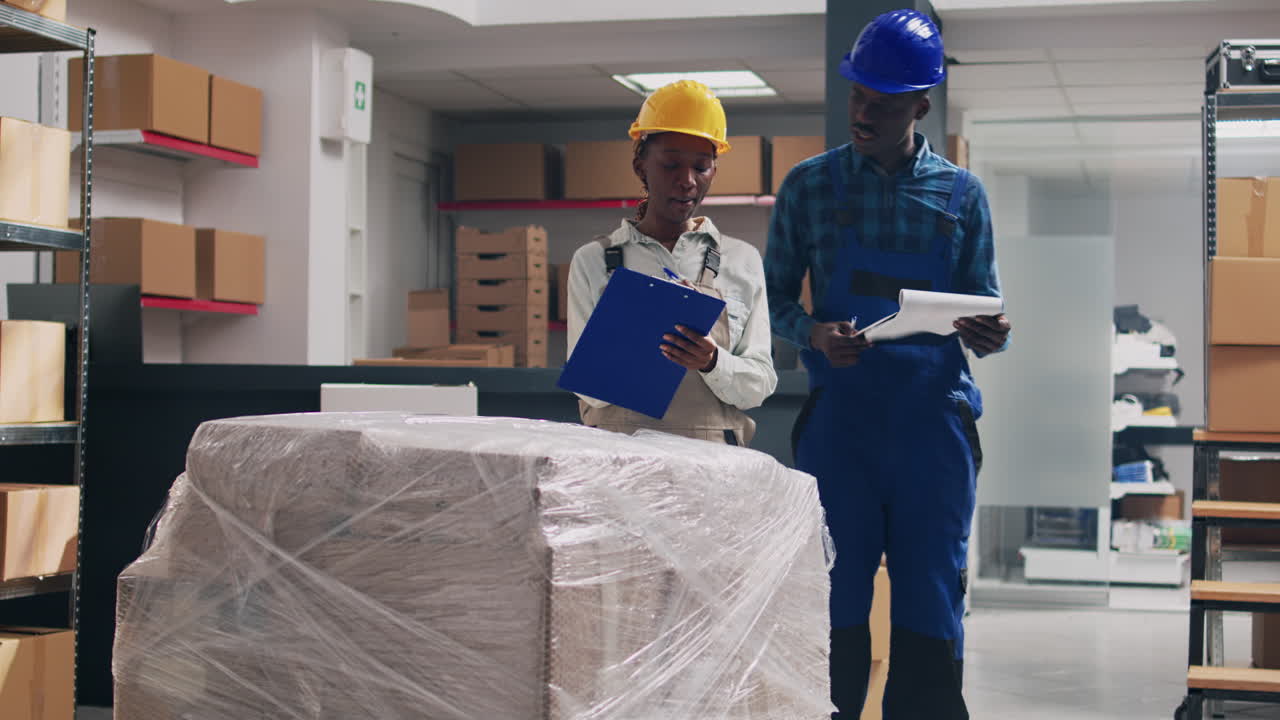 trabajadores del almacén comprobando el inventario