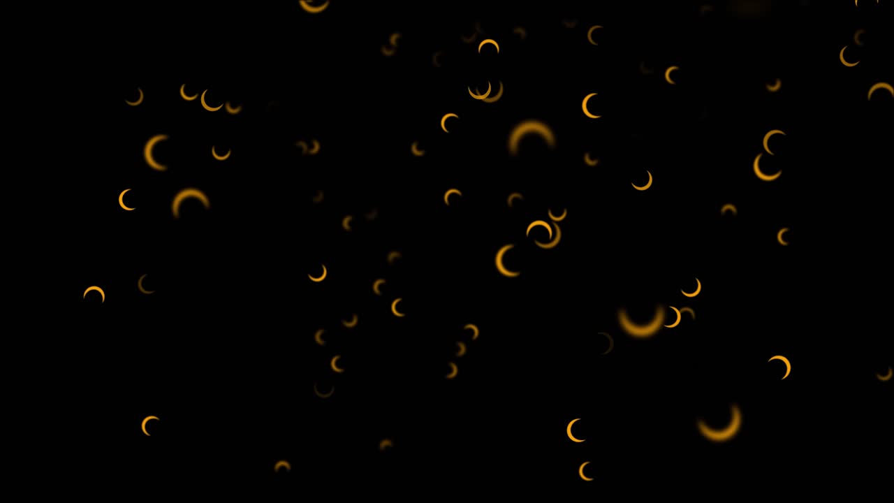 abstracción de partículas de luna creciente dorada en fondo negro